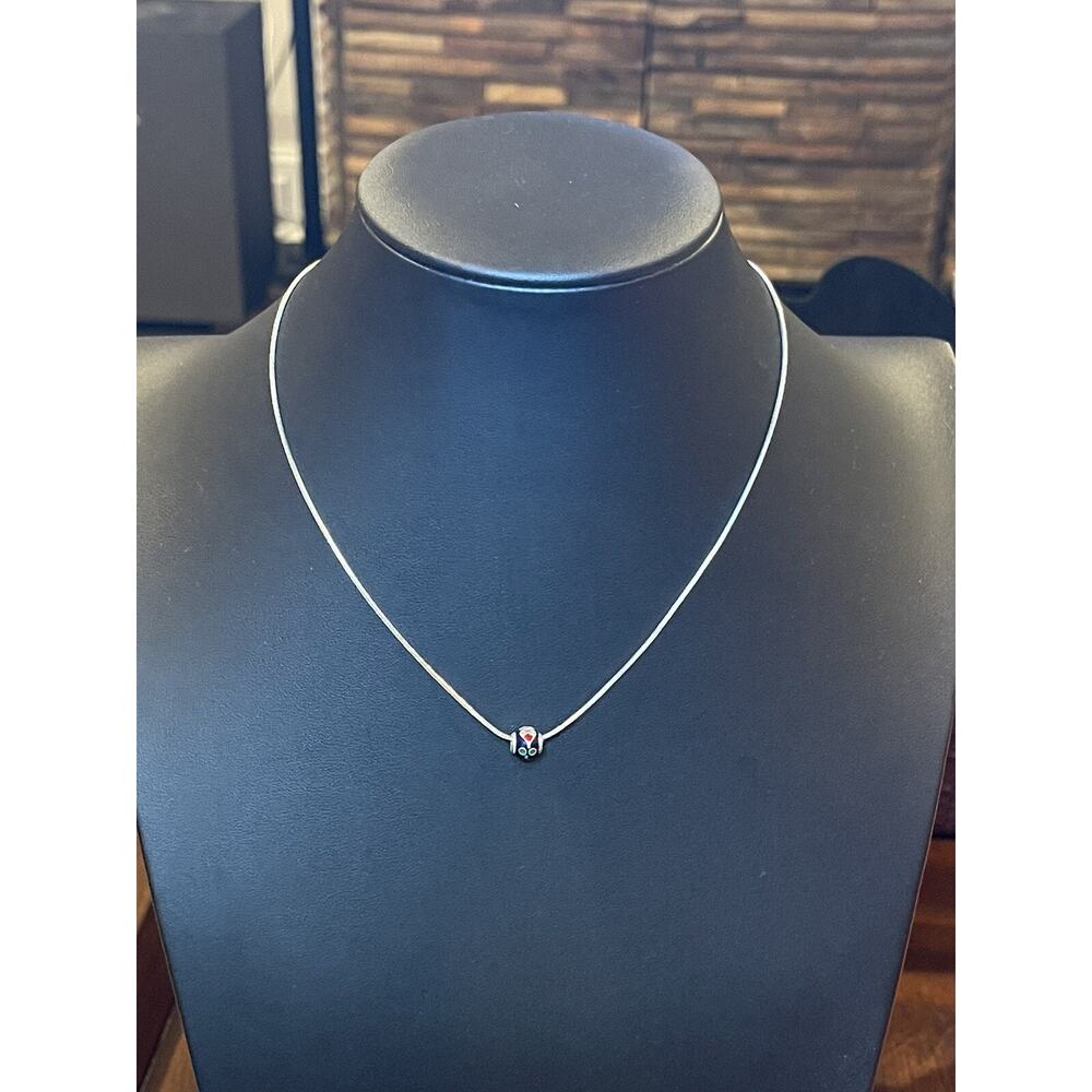 Vintage sterling silver cloisione Heart Design ball pendant and chain - Estate - Picture 11 of 11